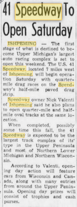 July 29 1972 article Nicks 41 Speedway, Ishpeming